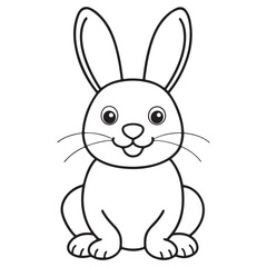 Adobe IllustratCute kawaii bunny and baby cartoon character coloring page vector illustration. Pet animal, mothers day colouring page for kidsor Artwork.