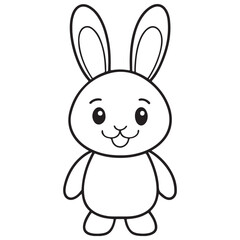 Adobe IllustratCute kawaii bunny and baby cartoon character coloring page vector illustration. Pet animal, mothers day colouring page for kidsor Artwork.