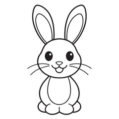 Adobe IllustratCute kawaii bunny and baby cartoon character coloring page vector illustration. Pet animal, mothers day colouring page for kidsor Artwork.