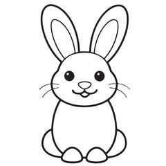 Adobe IllustratCute kawaii bunny and baby cartoon character coloring page vector illustration. Pet animal, mothers day colouring page for kidsor Artwork.