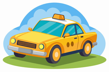 Fototapeta premium Yellow Taxi Cab with Light on Roof
