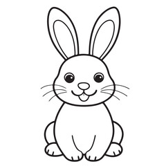Adobe IllustratCute kawaii bunny and baby cartoon character coloring page vector illustration. Pet animal, mothers day colouring page for kidsor Artwork.