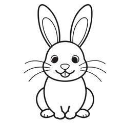 Adobe IllustratCute kawaii bunny and baby cartoon character coloring page vector illustration. Pet animal, mothers day colouring page for kidsor Artwork.