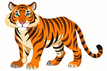 Obraz premium A Cartoon Tiger with Orange and Black Stripes Standing on a White Background