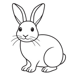 Adobe IllustratCute kawaii bunny and baby cartoon character coloring page vector illustration. Pet animal, mothers day colouring page for kidsor Artwork.