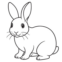 Adobe IllustratCute kawaii bunny and baby cartoon character coloring page vector illustration. Pet animal, mothers day colouring page for kidsor Artwork.