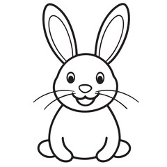 Adobe IllustratCute kawaii bunny and baby cartoon character coloring page vector illustration. Pet animal, mothers day colouring page for kidsor Artwork.