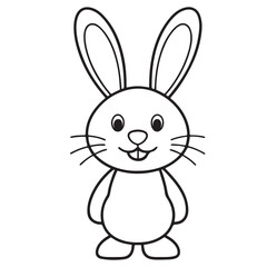 Adobe IllustratCute kawaii bunny and baby cartoon character coloring page vector illustration. Pet animal, mothers day colouring page for kidsor Artwork.