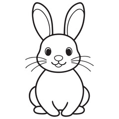 Adobe IllustratCute kawaii bunny and baby cartoon character coloring page vector illustration. Pet animal, mothers day colouring page for kidsor Artwork.
