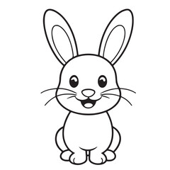 Adobe IllustratCute kawaii bunny and baby cartoon character coloring page vector illustration. Pet animal, mothers day colouring page for kidsor Artwork.