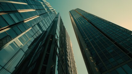 Naklejka premium Skyscrapers in the Evening Light