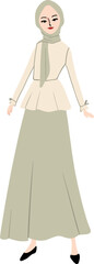 Hand-Drawn Hijab Girl Fashion Illustration
