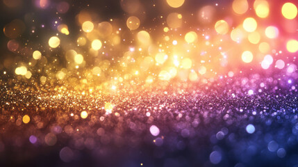 Fototapeta premium golden abstract background with rainbow light and sparkling bokeh
