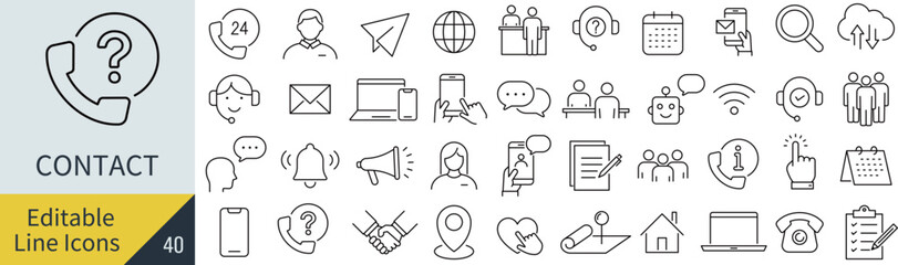 線の編集ができる問い合わせに関するアイコンセット（アウトライン化していない）