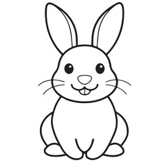 Adobe IllustratCute kawaii bunny and baby cartoon character coloring page vector illustration. Pet animal, mothers day colouring page for kidsor Artwork.