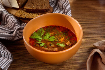 Delicious Kharcho Soup with Beef, Spices, and Rice - Traditional Georgian Cuisine