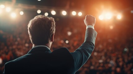 Unleashing The Power Within: A Motivational Speaker Energizing A Crowded Auditorium With Passionate Words And Enthusiastic Gestures