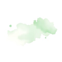 Obraz premium Soft green watercolour splash isolated middle on white background