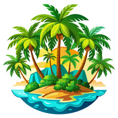 Obraz premium Tropical Island with Palm Trees and Ocean