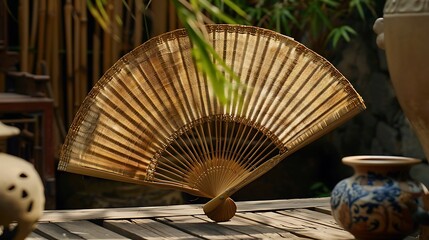 Woven rattan fan traditional fan made from weave palm leave bambo or rattan