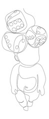 One continuous line of Baby and dice. Thin Line Illustration vector concept. Contour Drawing Creative ideas.