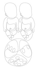 One continuous line of Baby and dice. Thin Line Illustration vector concept. Contour Drawing Creative ideas.