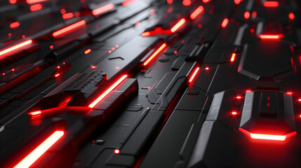 Obraz premium futuristic black background with red light technology