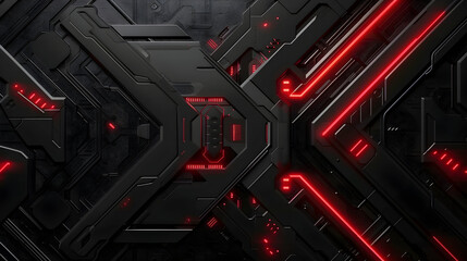 futuristic black background with red light technology