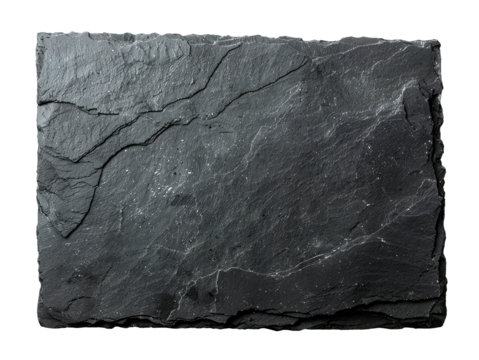 Black slate stone isolated on transparent background