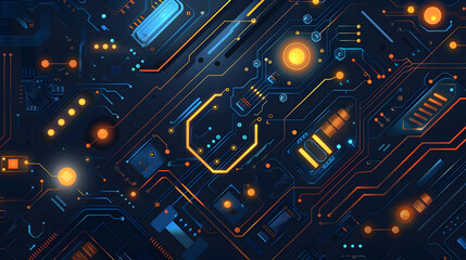 flat circuit technology vector illustration