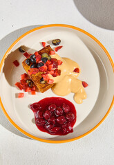 Delicious Brioche Berry Pastry with Condensed Milk Cream and Fruit Toppings