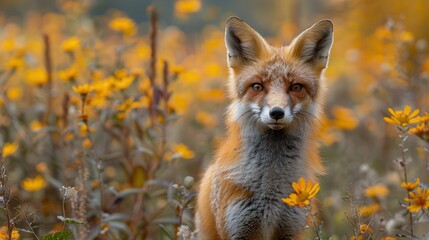 Unlikely Companions: Fox and Chicken in Farmyard Blank Space for Text