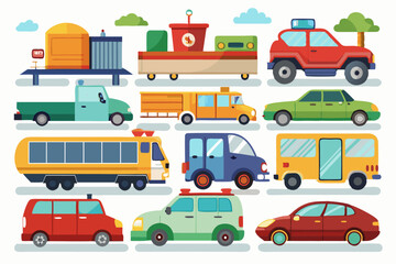 Colorful Cartoon Vehicles Collection