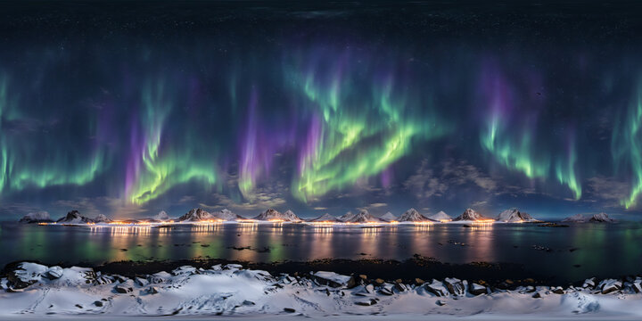 HDRI Aurora Borealis Skybox Equirectangular Panorama 14