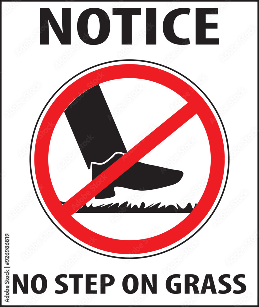 Wall mural No step on lawn area sign notice vector.eps