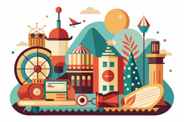 A Colorful Abstract Illustration of a Cityscape