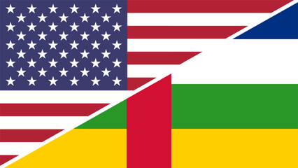 Central African Republic and United States flags combined in a split design vector, symbolizing international relations, global unity, and cultural exchange