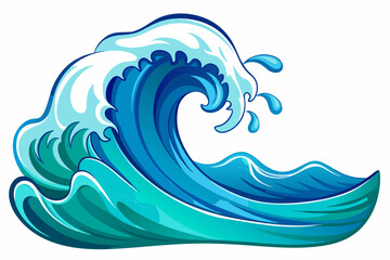 Blue Ocean Wave with White Crest and Water Droplets