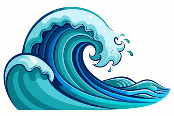 A Blue Wave Crashing on a White Background