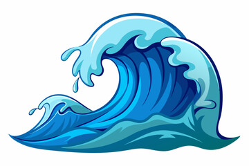 A Blue Ocean Wave Breaking With White Background