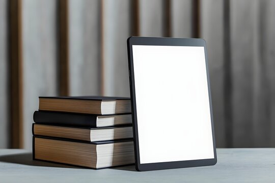 White Blank Book Cover with E-Book Reader 3D Mockup