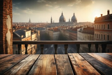 Fototapeta premium Cityscape from Balcony at Sunset