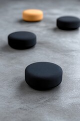 Modern Minimalist Round Cushions on Concrete Floor in Contemporary Interior Design Setting