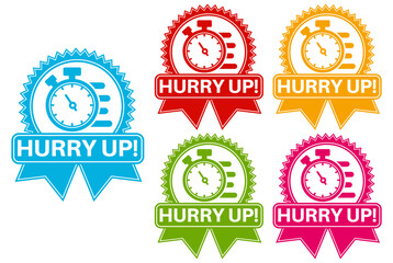set hurry up badge labels icon. deadline design sticker template vector illustration