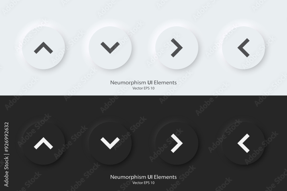 Fototapete arrow sign icon. up down left right sign. a set of round buttons with symbols. 3d icon in trendy neu
