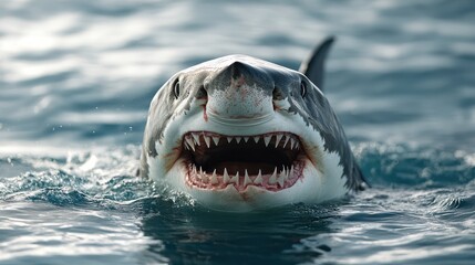 Naklejka premium mouth of an angry great white shark