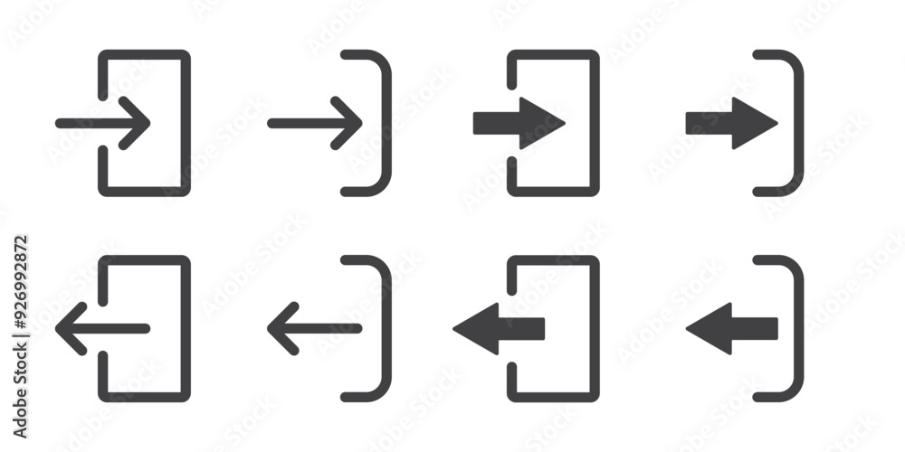 Leinwandbilder set of login and logout icon isolate on white background. vector illustration.