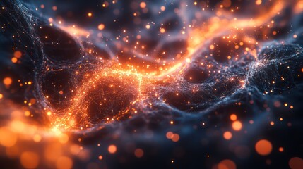 Obraz premium A dynamic fusion of data streams and neural pathways, creating an intricate, glowing abstract 