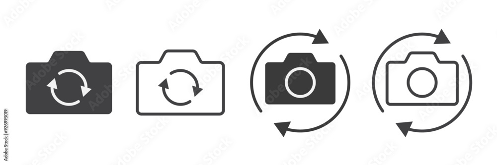Poster Flip and switch the camera icon. Flat and line icons isolated on white background. Element design for apps, websites, and Interfaces. UI UX. Vector illustration.