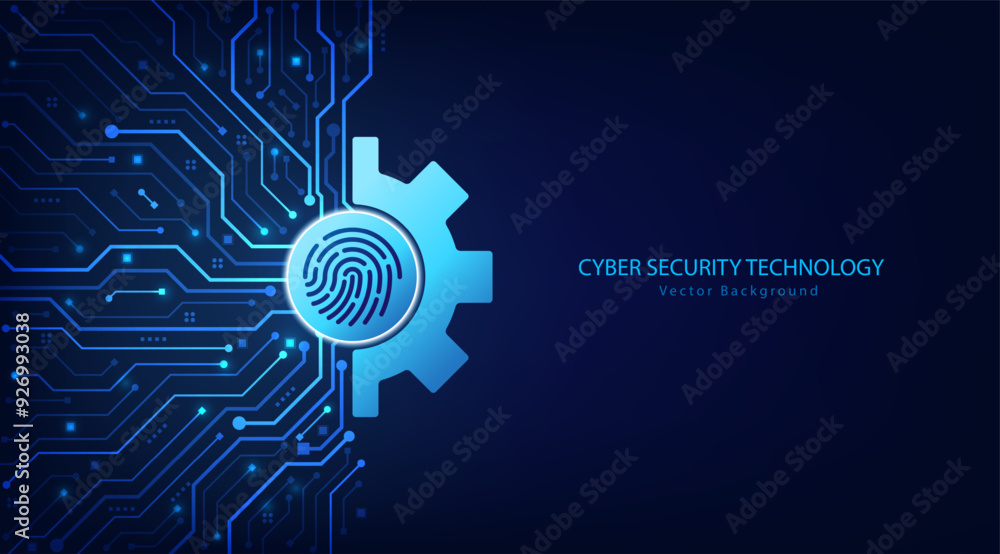 Aufkleber Fingerprint scanning on circuit board. secure system concept with a fingerprint. Cyber security technology concept abstract background futuristic Hi-tech style. Vector and Illustration.